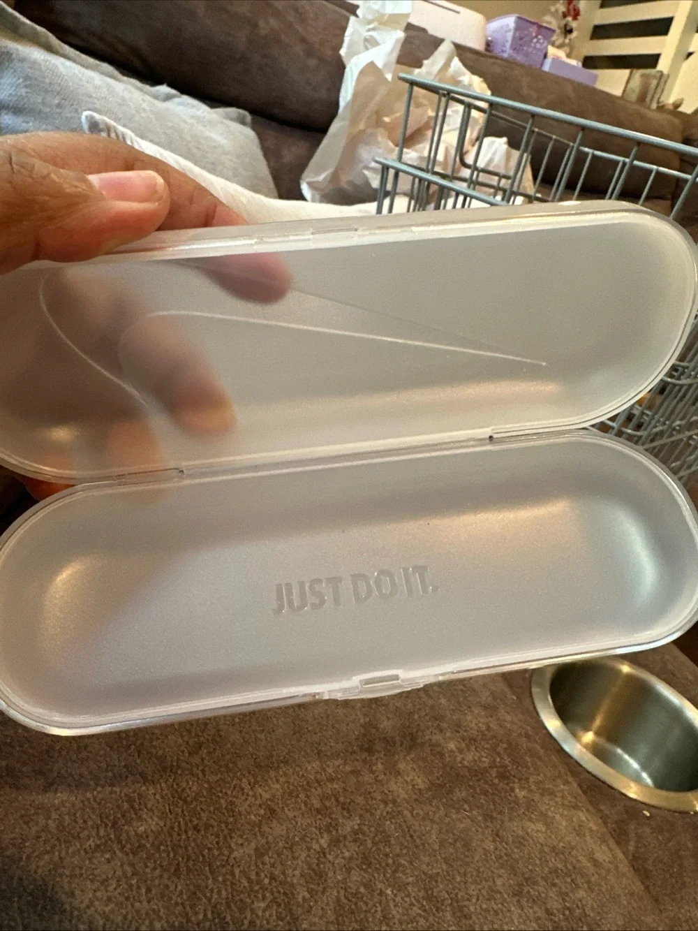 Nike White Sunglasses Case with Translucent Swoosh